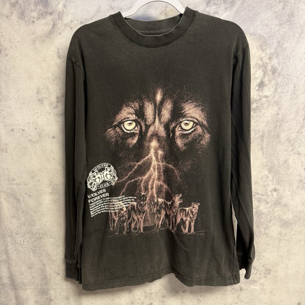 Darc Sport Wolves Club T Shirt Mens S Gray Long Sleeve Gym Streetwear